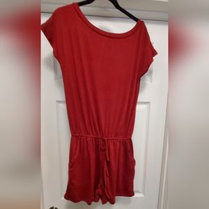 Red women s romper, medium